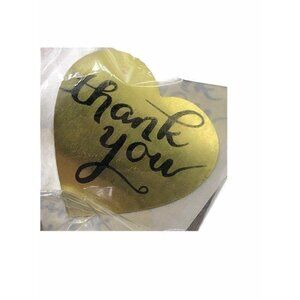 Gold Heart Thank You Stickers Roll 500pcs 1‎ Inch Adhesive Labels